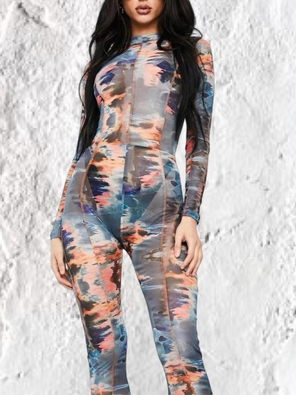 Poster Girl Dolls Kill Watercolor Mesh Bodysuit Catsuit Size M